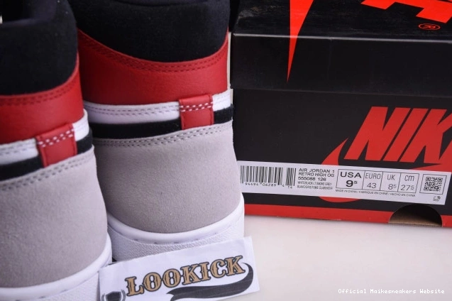 Official Maikesneakers Grey Air Jordan High Smoke Light OG 1 555088-126 0730